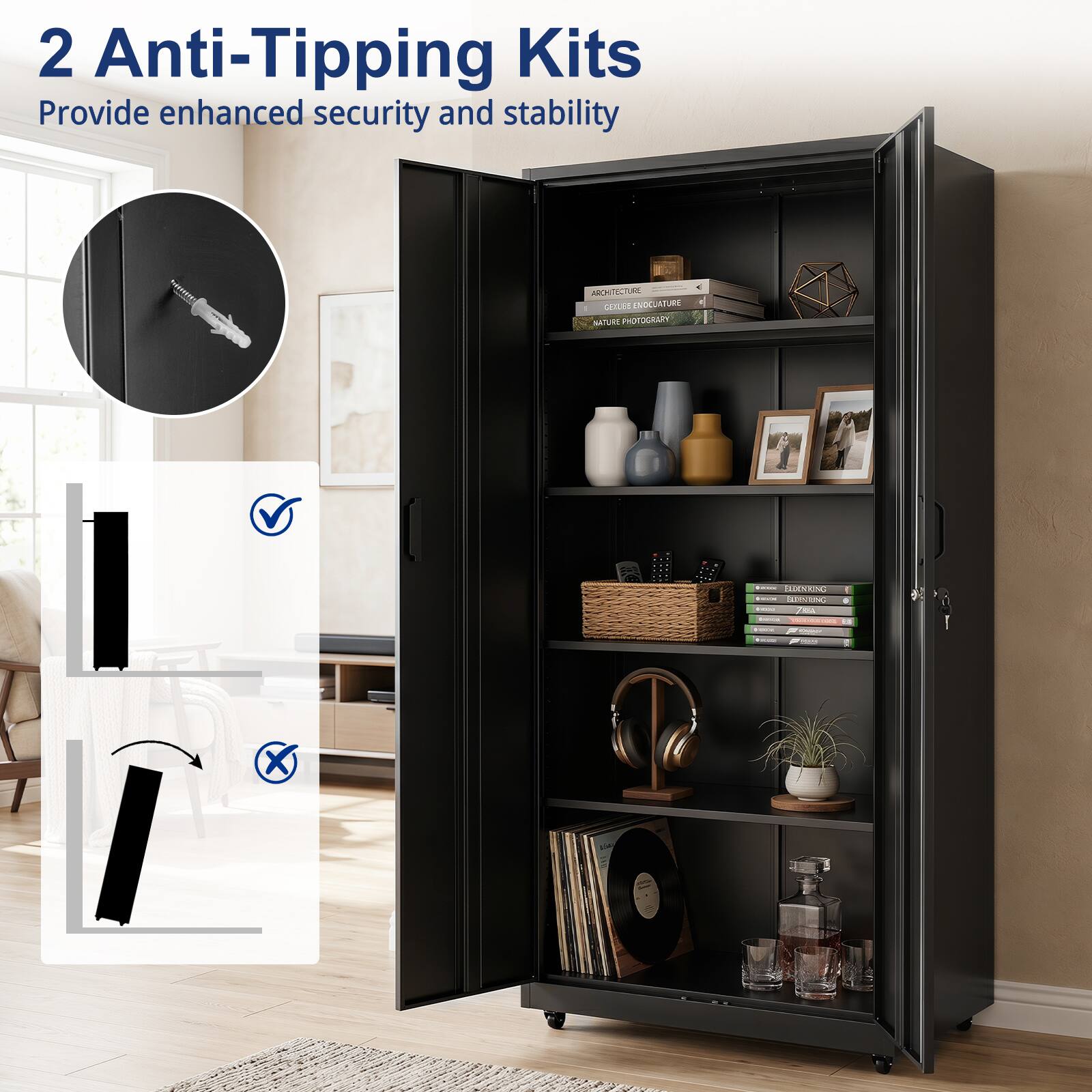 2 Anti-Tipping Kits  
Provide enhanced security and stability