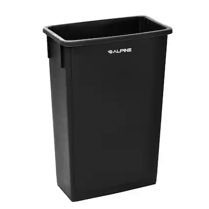Front. Alpine Industries - 23 Gallon Slim Indoor Recycling Bin or Trash Can - Black.