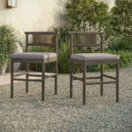 Eleni Outdoor Teak Wood Counter Stools Set of 2 by Modway - Weathered Gray Pebble