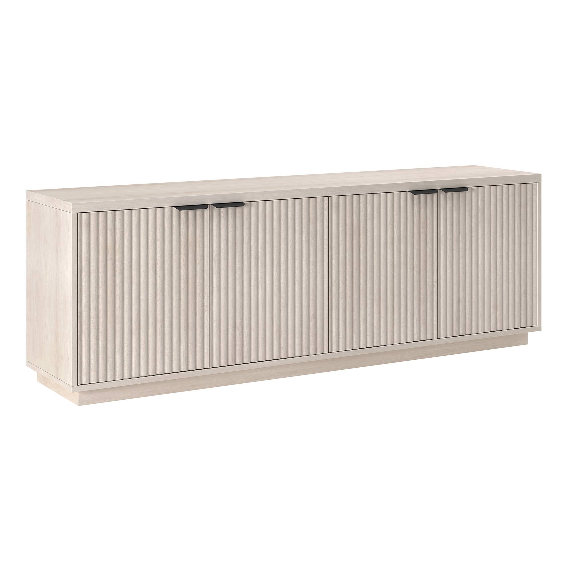 Hudson&Canal - Mansfield Rectangular Fluted TV Stand for TV's up to 78" - Alder White