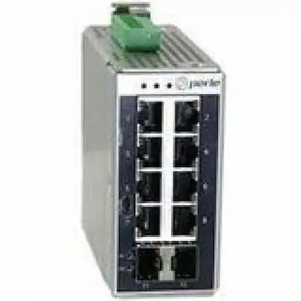 Front. Perle Systems - Perle IDS-710 Managed Industrial Ethernet Switch 10-port Gigabit DIN Rail Switch - 8 Ports - Manageable - Gigabit - Black.