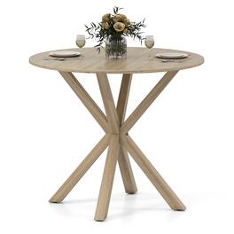 Gymax - 36'' Round Farmhouse Dining Table for 4 w/Stable Intersecting Pedestal Base Gray - Light Gray