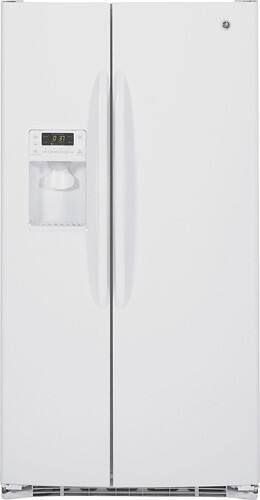 Front Standard. GE - 25.9 Cu. Ft. Side-by-Side Refrigerator with Thru-the-Door Ice and Water - White.