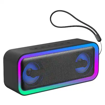 Front. Dazzed Corner - Portable Bluetooth Speaker with Lights, 30H Playtime - Black.
