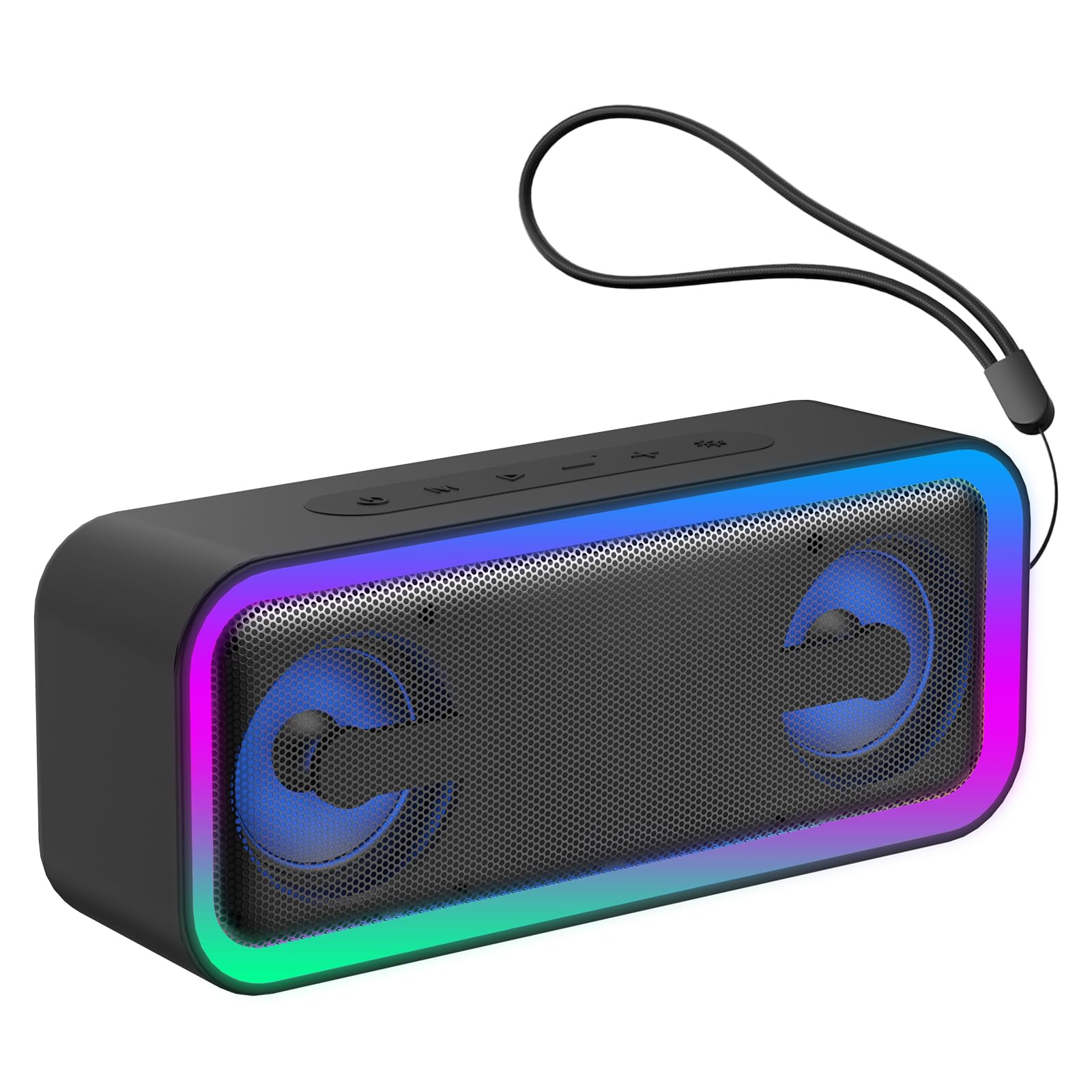Front. Dazzed Corner - Portable Bluetooth Speaker with Lights, 30H Playtime - Black.