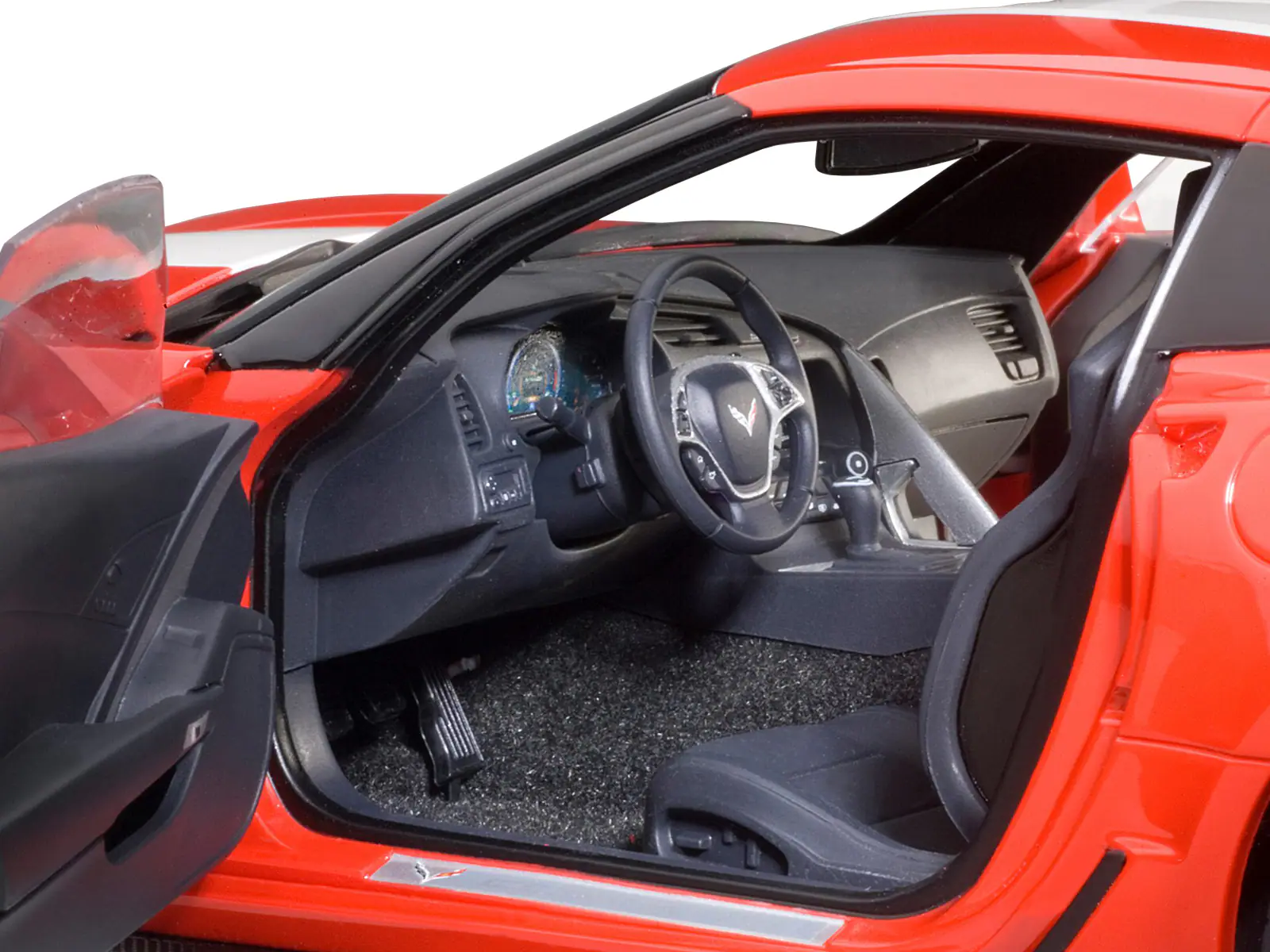 Back. Autoart - 2017 Chevrolet Corvette C7 Grand Sport Red with White Stripe and Black Fender Hash Marks 1/18 Model Car by Autoart - Red With White Stripe And Black Fender.