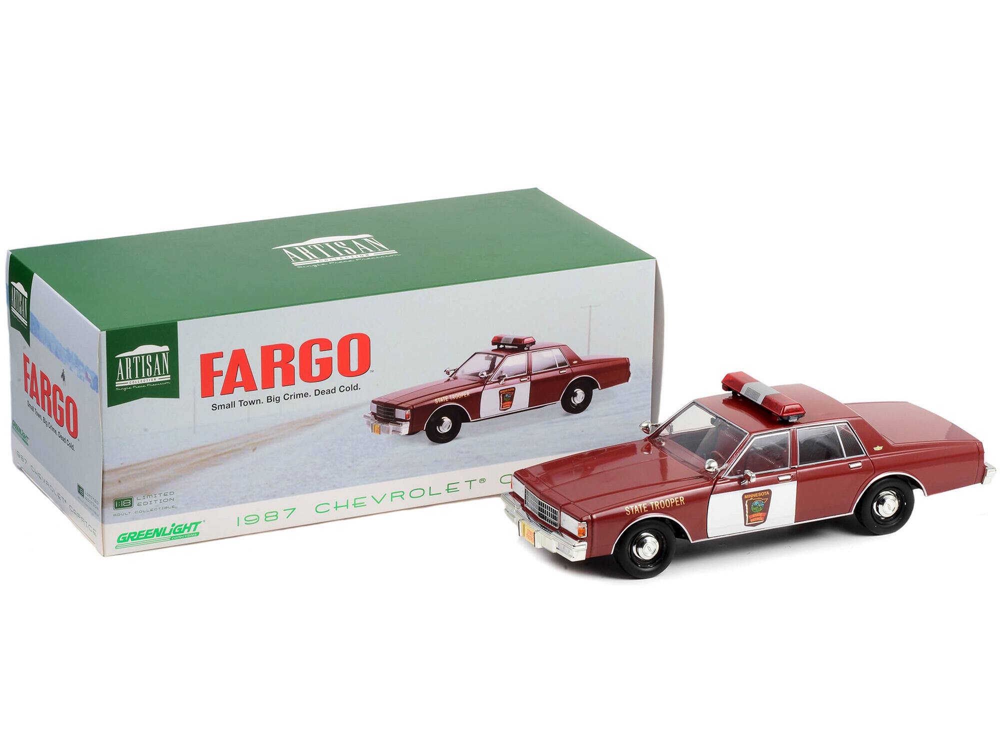 FARGO  
Small Town. Big Crime. Dead Cold.  

ARTISAN  
Limited Edition  

1987 CHEVROLET  
STATE TROOPER  

GREENLIGHT  
Limited Collection