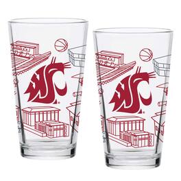 Indigo Falls - Washington State Cougars Two-Pack 16oz. Campus Line Art Pint Glass Set - Multicolor