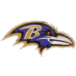 Fan Creations - Baltimore Ravens Distressed Logo Cutout Sign - Multicolor