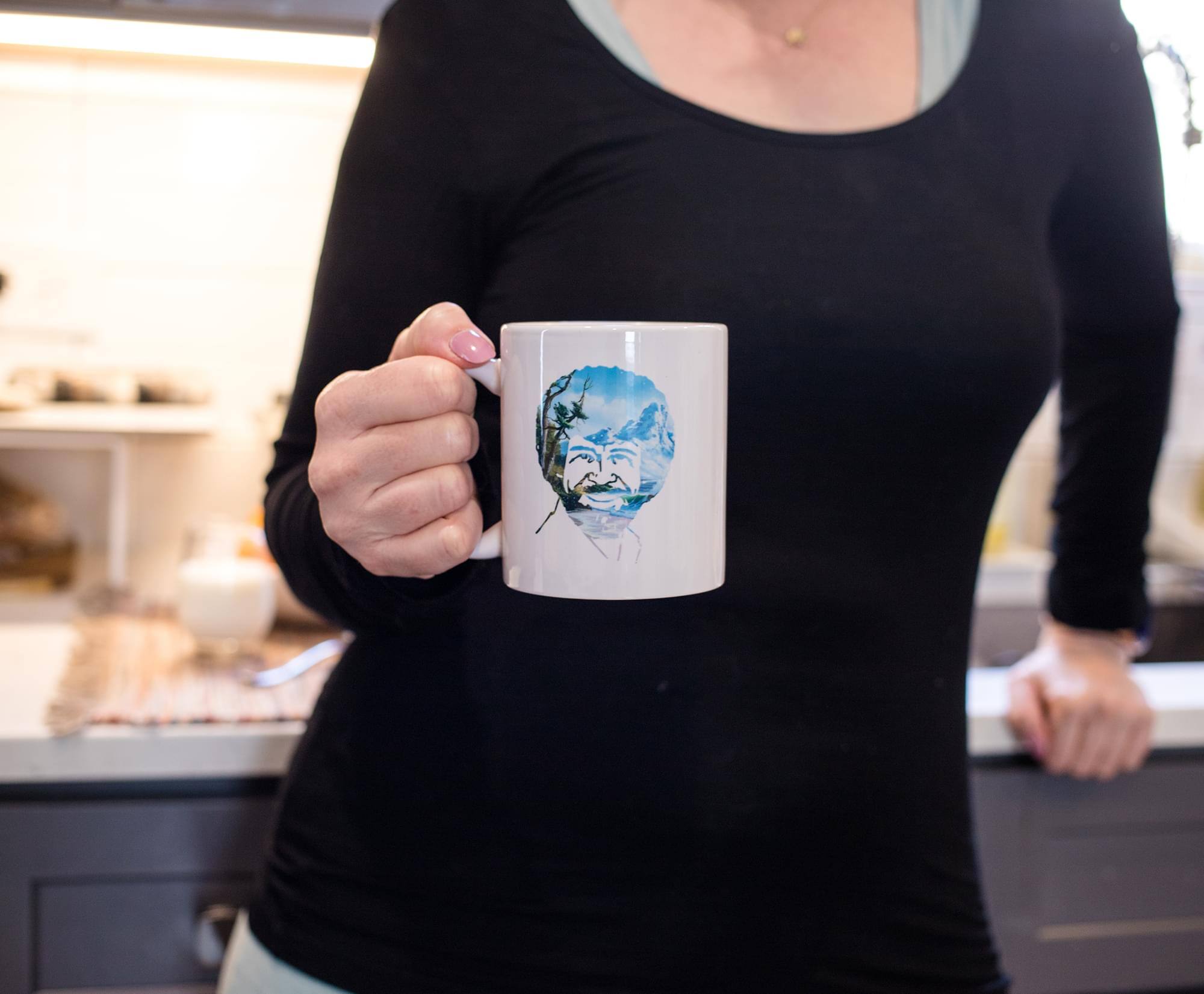 Alt View 10. Surreal Entertainment - Bob Ross Portrait Ceramic Mug | Holds 11 Ounces - Blue.