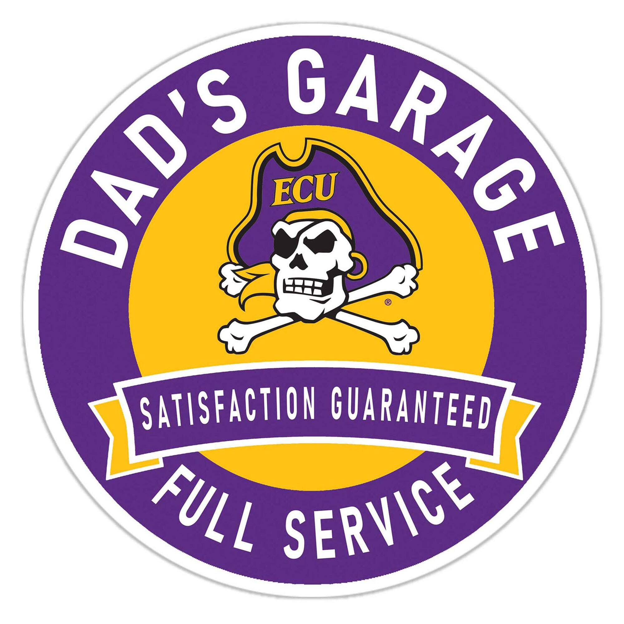 ECU Pirates 16" Dad's Garage Wood Sign