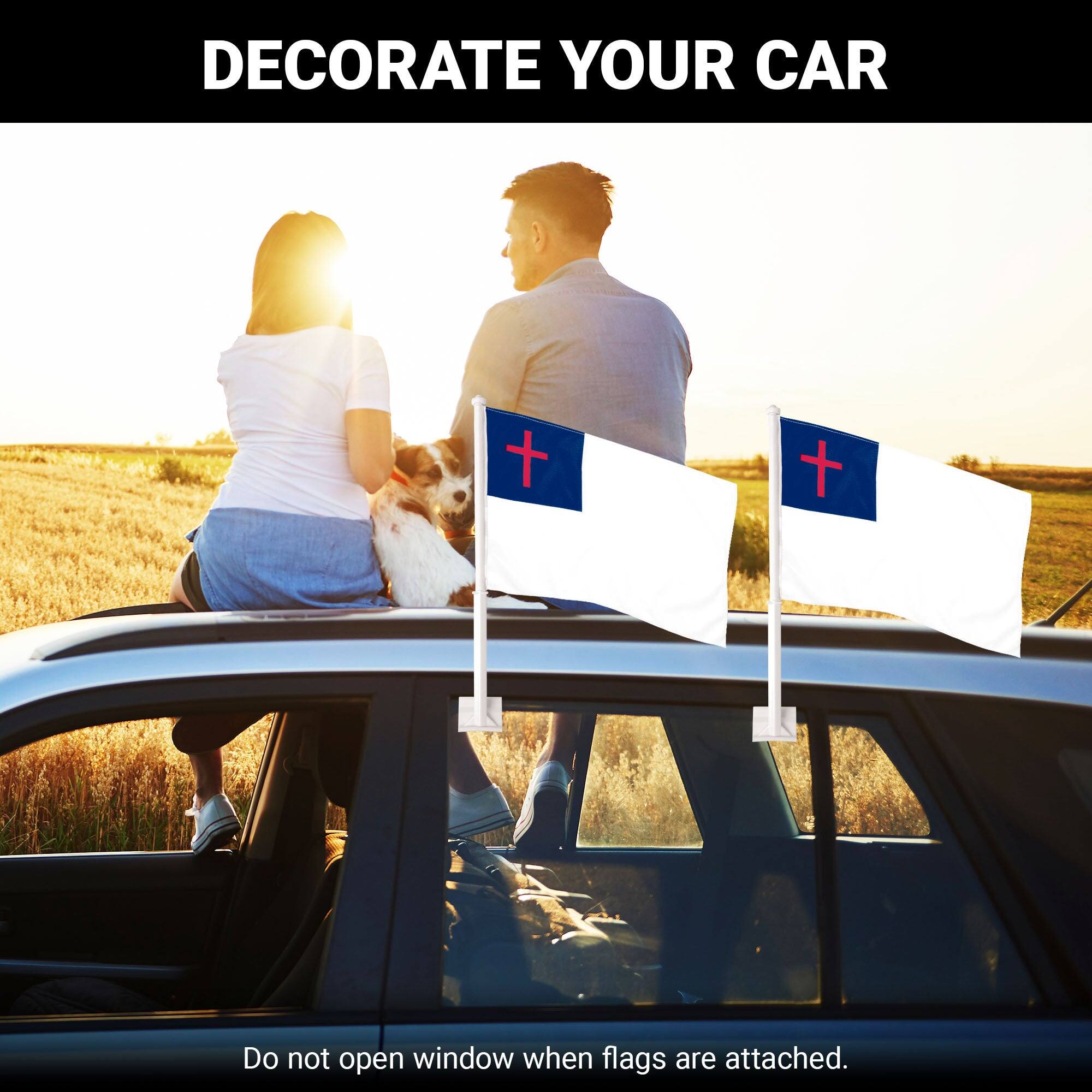 DECORATE YOUR CAR

Do not open window when flags are attached.