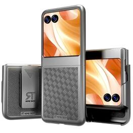 RomeTech - Motorola Razr 50 / Razr (2024) Belt Clip Holster Phone Case + 3-Pack Glass Screen Protector - Black