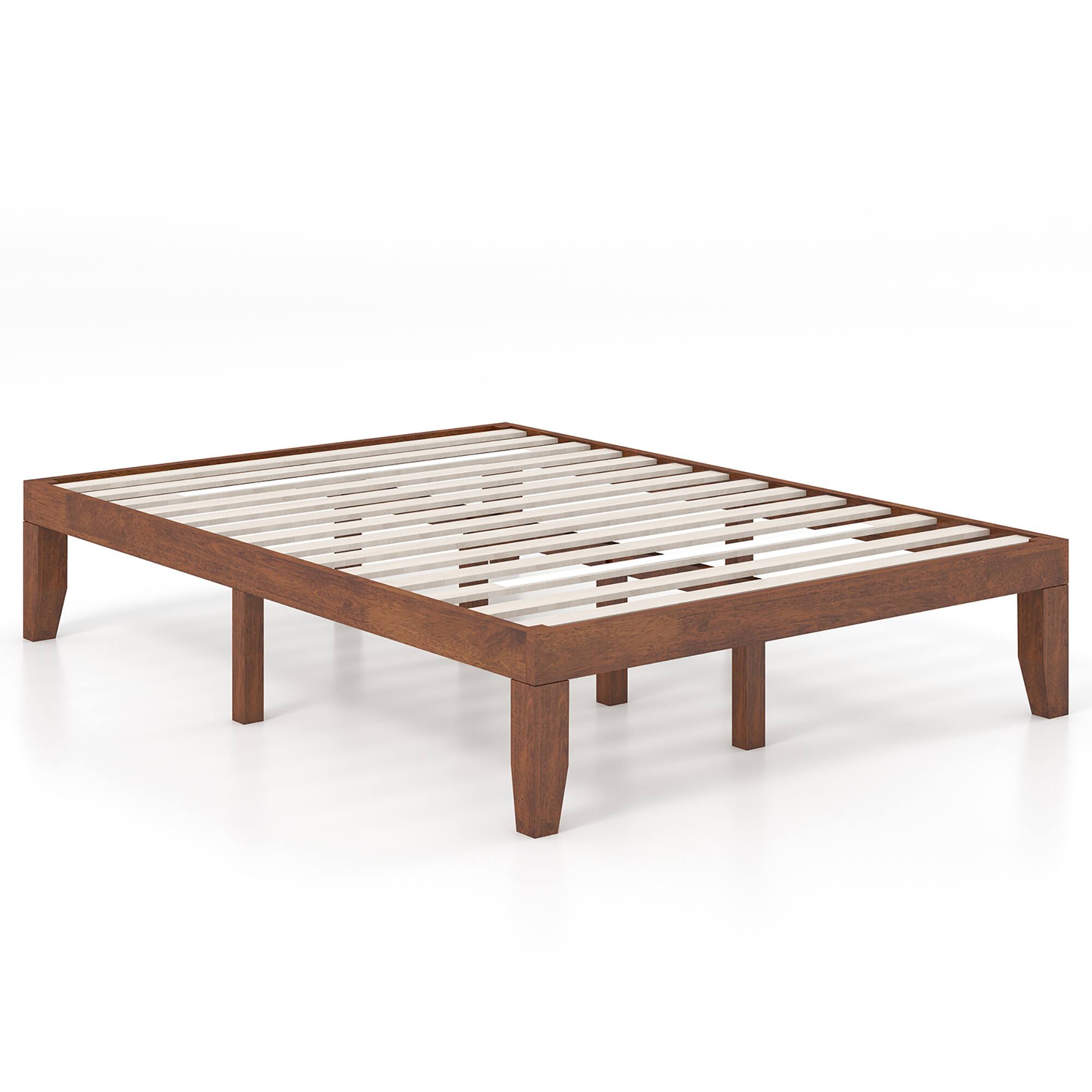 Alt View 1. Gymax - Gymax 14'' Full Size Wooden Platform Bed Frame w/ Strong Slat Support Brown Cherry - Brown Cherry.
