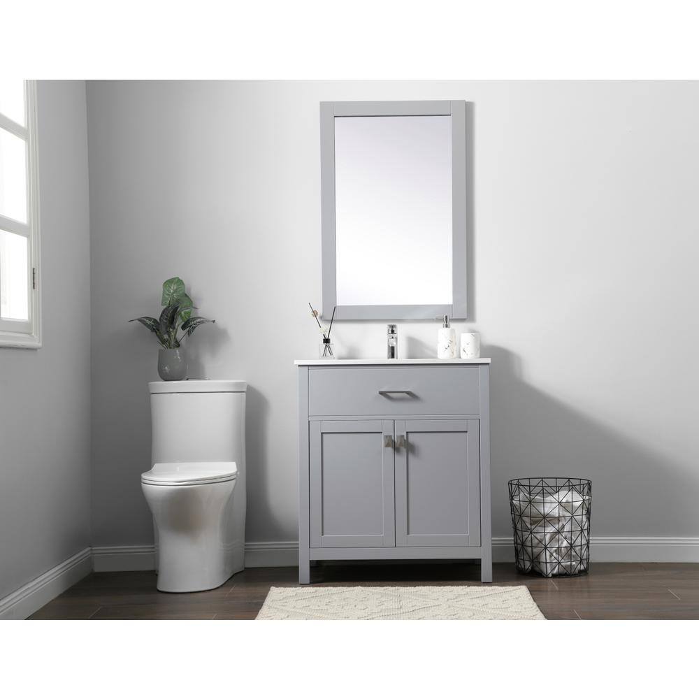 Alt View 7. Elegant Kitchen and Bath - 30 Inch SIngle Bathroom Vanity In Grey - Grey.