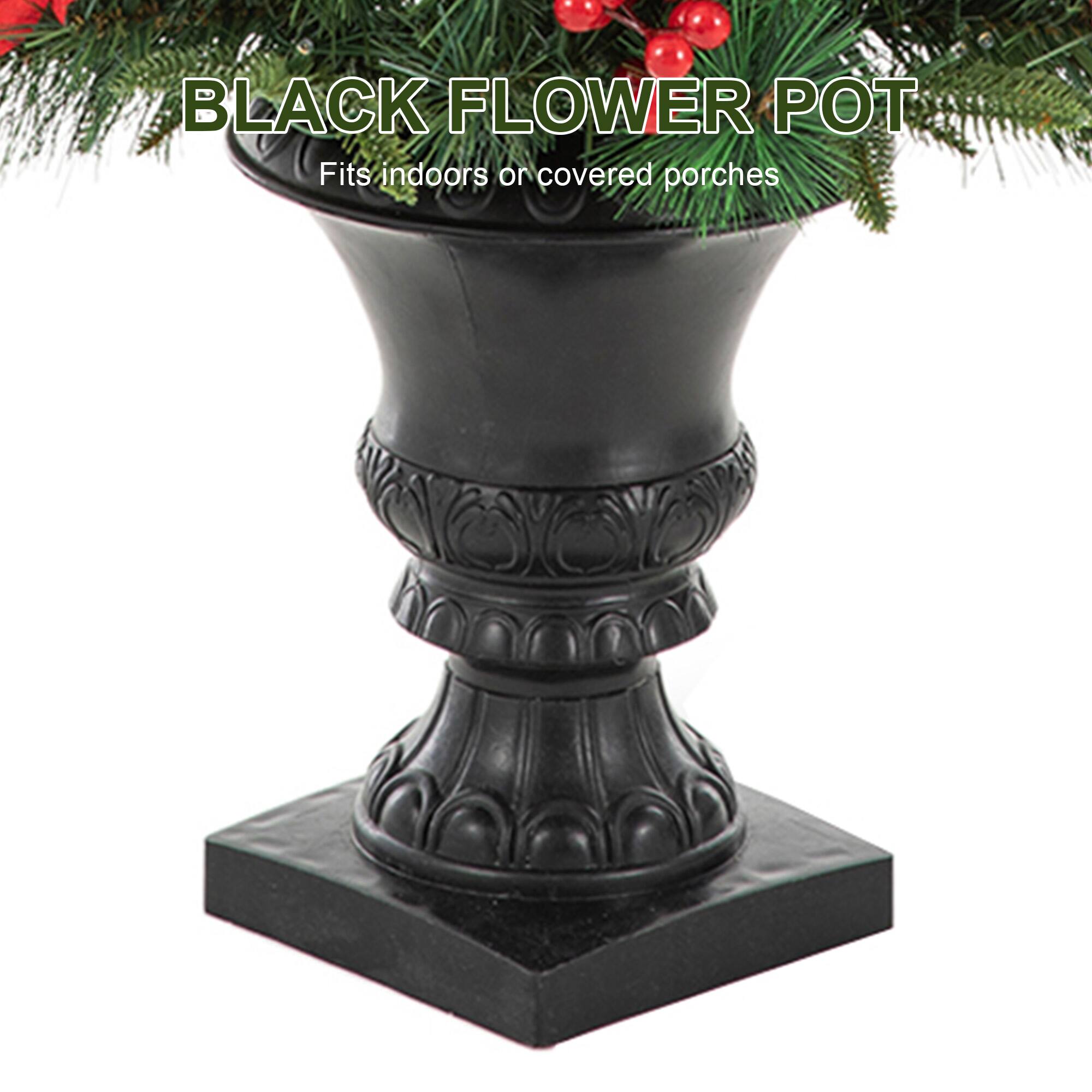 BLACK FLOWER POT  
Fits indoors or covered porches