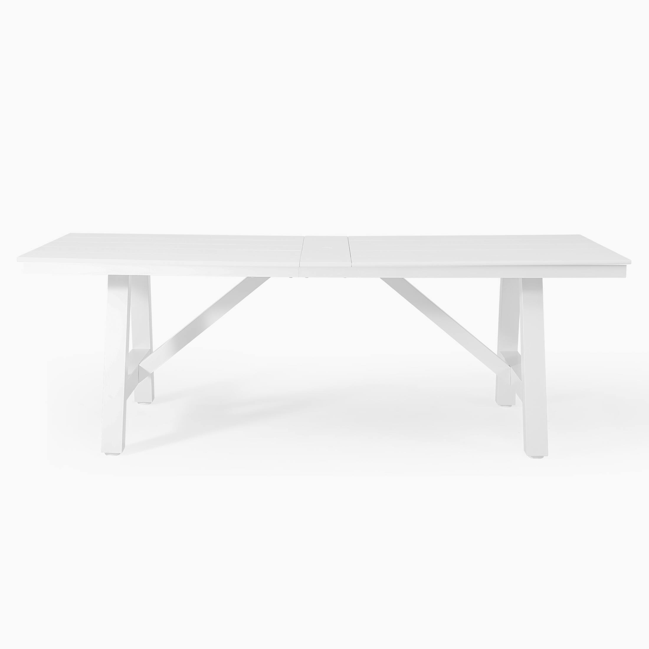Alt View 1. WestinTrends - WestinTrends Cape May 90" HDPE Rectangle Outdoor Patio Dining Table With Umbrella Hole and Metal Frame - White.