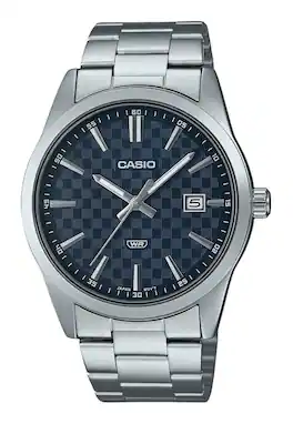 Casio - Enticer Quartz MTP-VD03D-2A Mens Watch Analog Stainless Steel Blue Dial - Silver and Blue