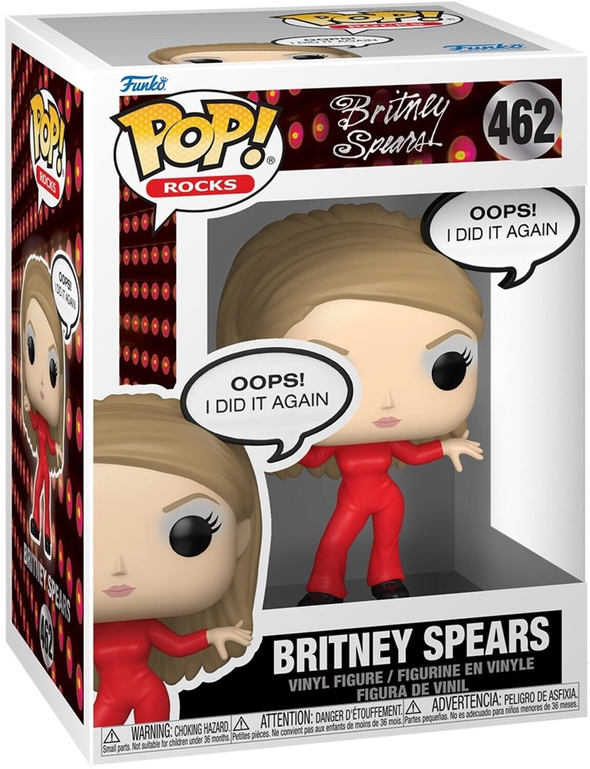 Funko POP! Britney 462 Spears ROCKS OOPS! I DID IT AGAIN OOPS! I DID IT AGAIN BRITNEY SPEARS FIGURINE EN VINYLE FIGURE I VINYL DE VINIL FIGURA PELIGRO DE ASFIXIA. D'TOUFFEMENT. ADVERTENCIA: adecuado para nios menores de 36 meses DANGER pequeas. No es HAZARD. ATTENTION: aux enfants de moins de 36 mois. Partes WARNING: CHOKING Petites pices. e convient pas children under 36 months. Not sutable for Small parts.