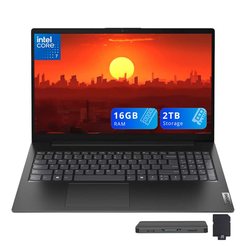Lenovo - V15 Gen 5 15.6" FHD Laptop,Intel Core 7 240H,16GB RAM,1TB SSD+1TB Docking Station,Intel Graphics,Win 11 - Black
