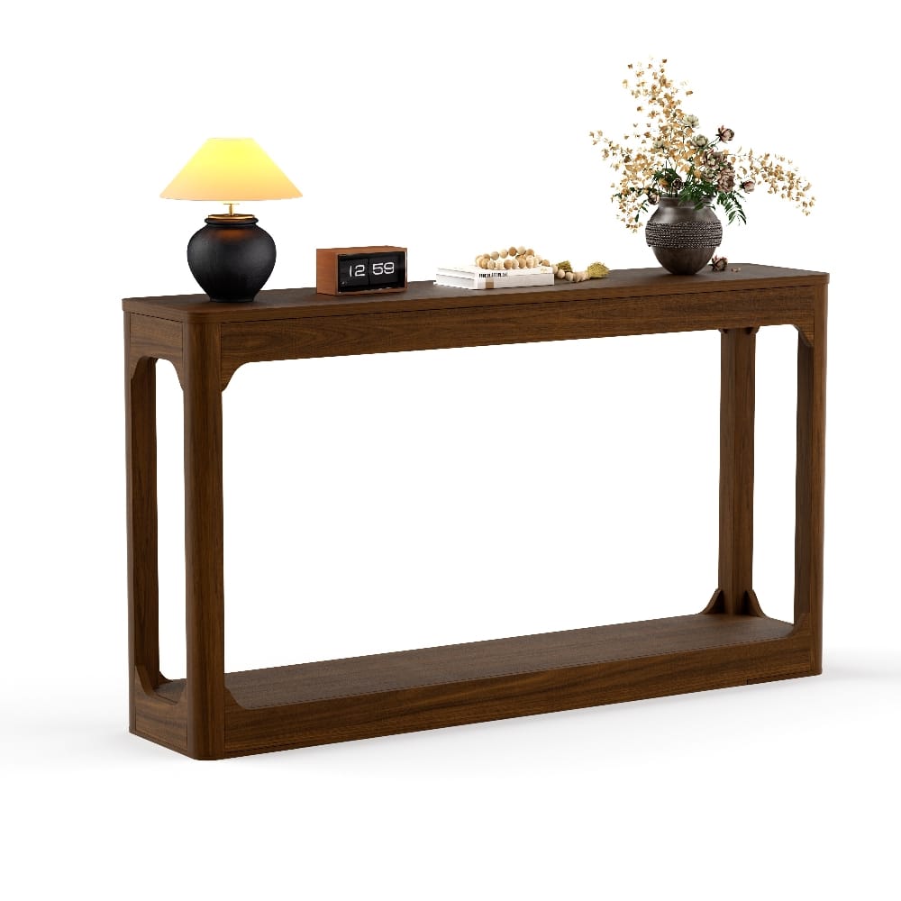 "Loheer - 55.1"" Entryway Console Table Slim Wooden Sofa Side Table - Walnut" price history on PriceWatchPro