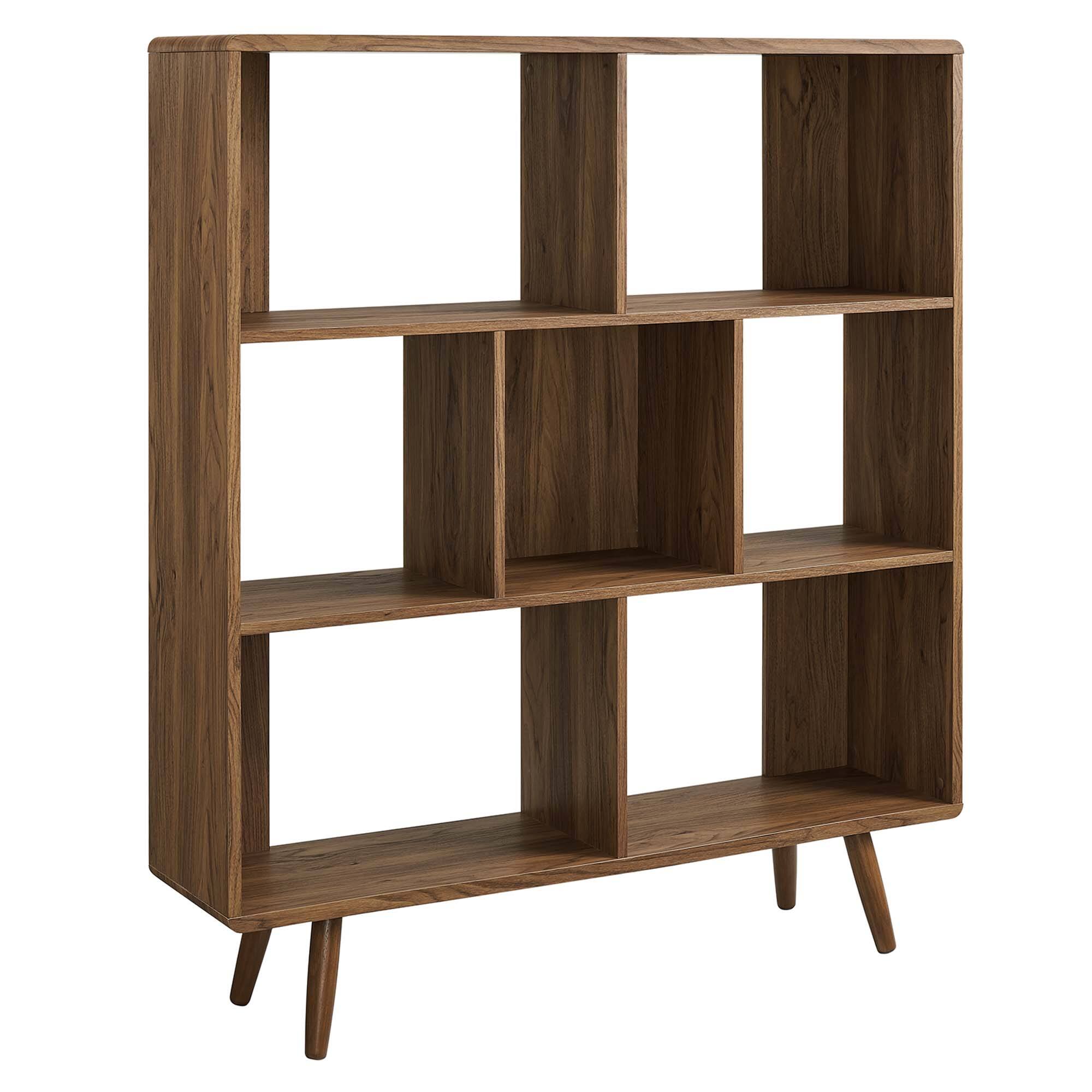 Angle. Modway - Transmit 7 Shelf Wood Grain Bookcase by Modway - Walnut.