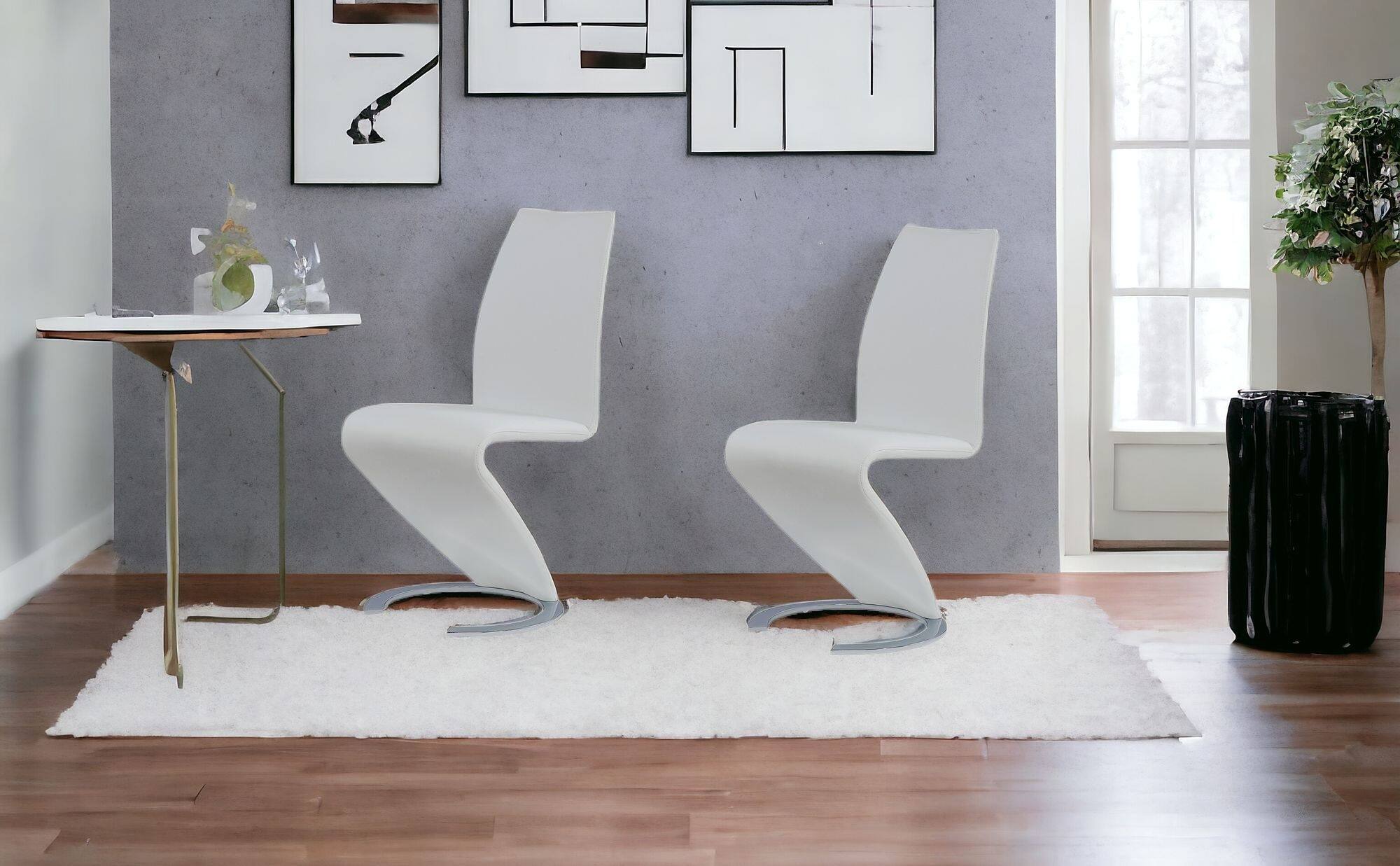 Angle. Hivvago - Hivvago Set of Two Upholstered Faux Leather Dining Parsons Chairs - White.