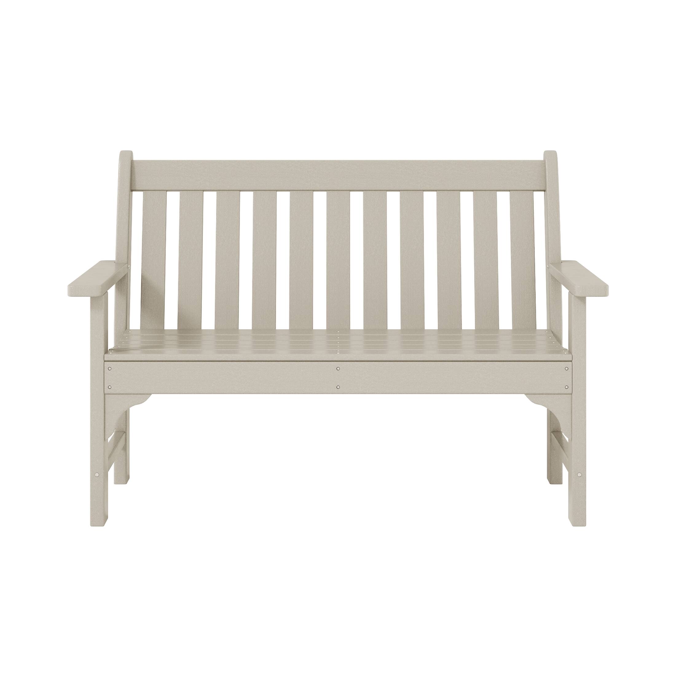 Front. WestinTrends - WestinTrends Malibu Outdoor 2-Person All-Weather HDPE Front Porch Garden Bench - Sand.