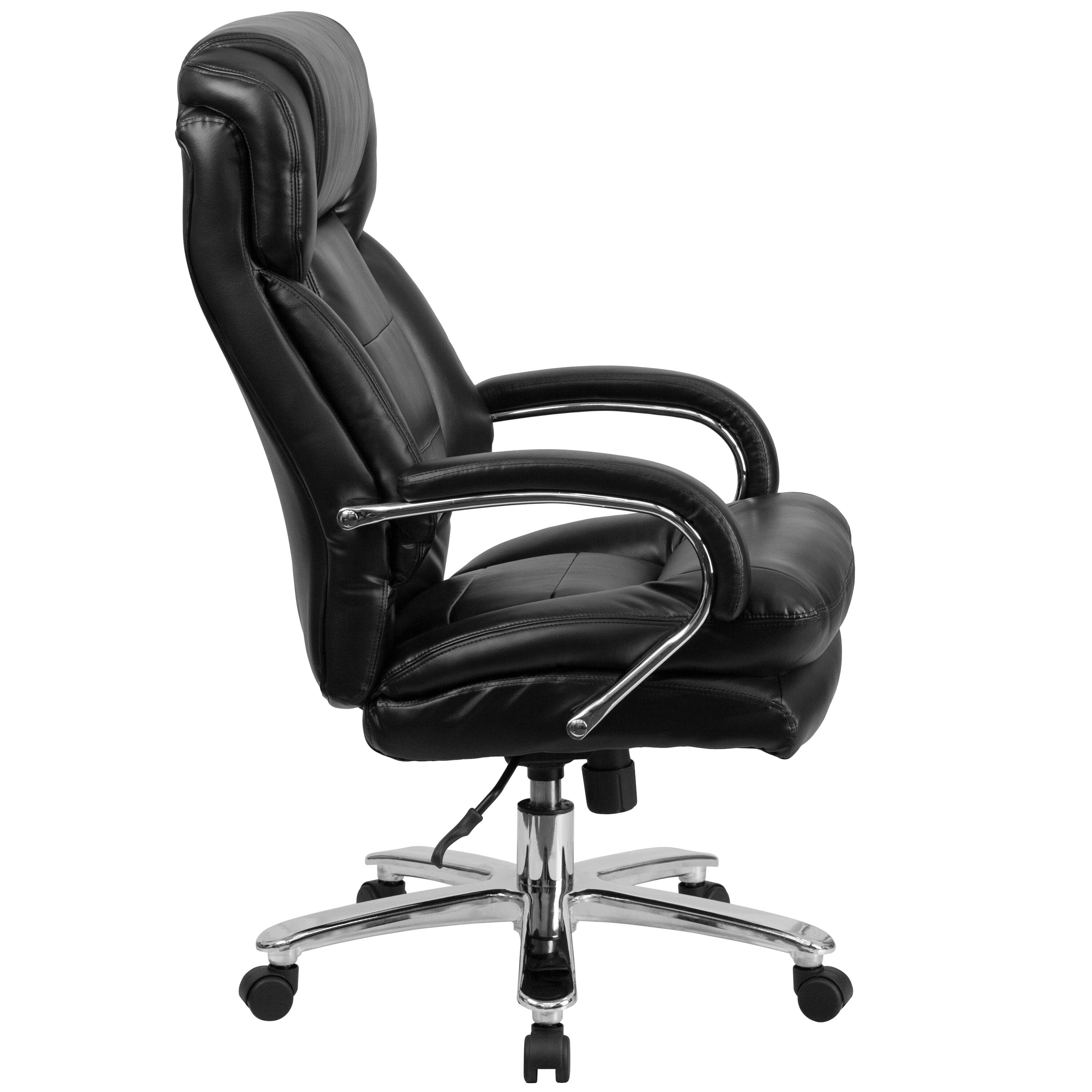Alt View 6. Emma + Oliver - 24/7 500 lb. Big & Tall Executive Swivel Ergonomic Office Chair with Loop Arms - Black LeatherSoft.
