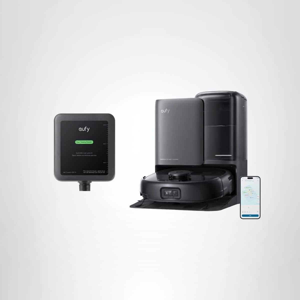 eufy - E25 Omni Robot Vacuum Self-Cleaning All-in-One Station + Official Floor Cleaning Solution - Black