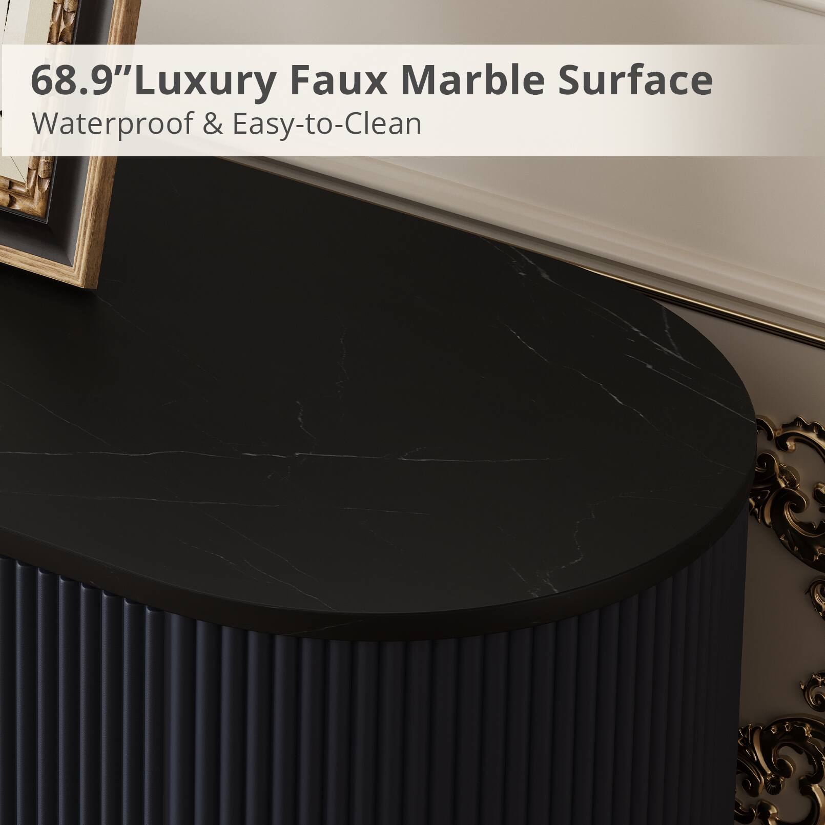 68.9" Luxury Faux Marble Surface  
Waterproof & Easy-to-Clean