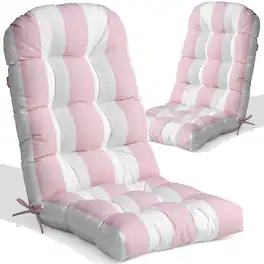 Crestlive Products - Outdoor High Back Adirondack Rocking Chair Cushions Set of 2 - Pink White