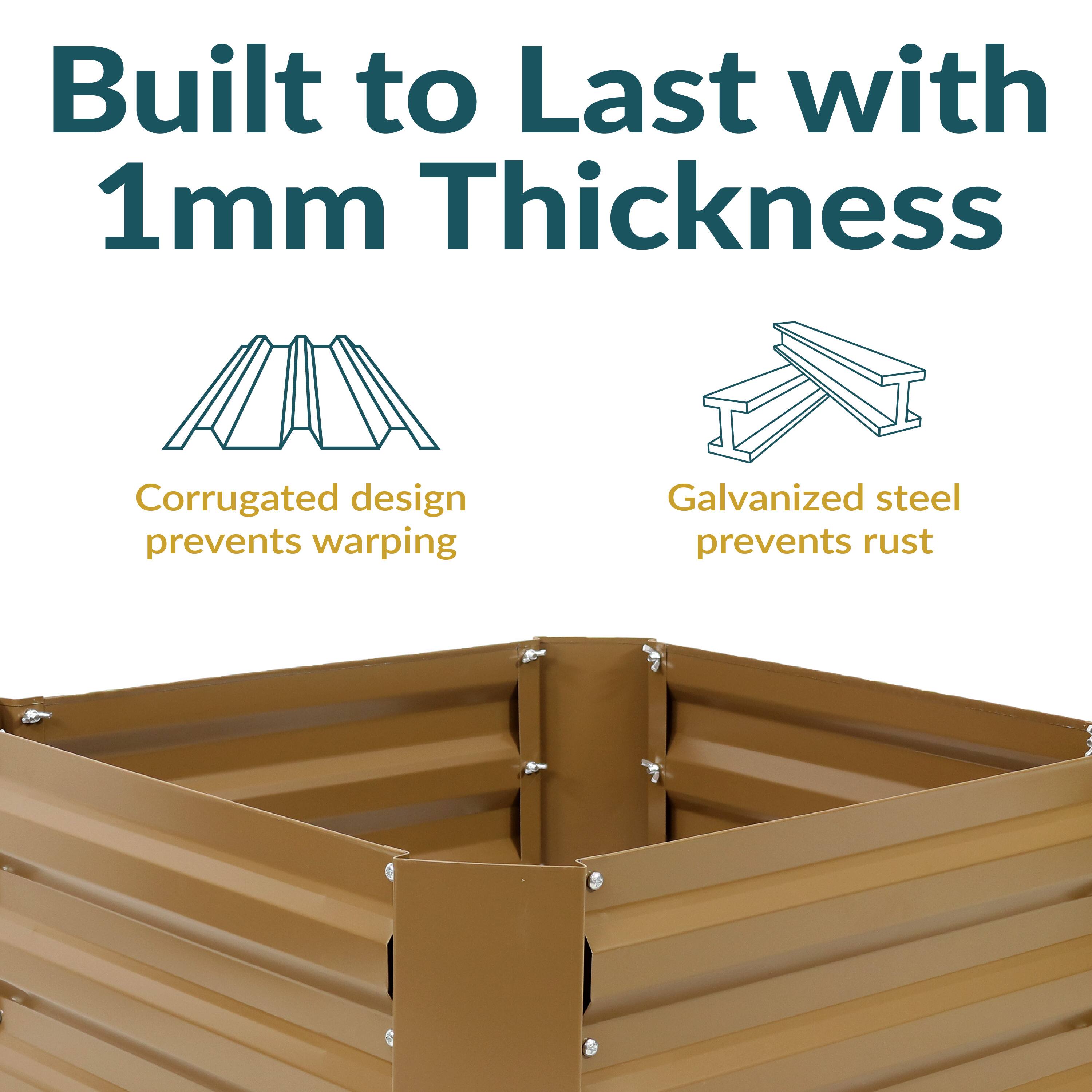 Built to Last with 1mm Thickness

- Corrugated design prevents warping
- Galvanized steel prevents rust