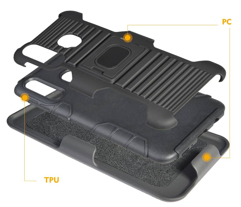 Alt View 7. Nakedcellphone - Combo for Samsung Galaxy A20, A30 - Ring Grip/Stand Case and Belt Clip Holster - Black.