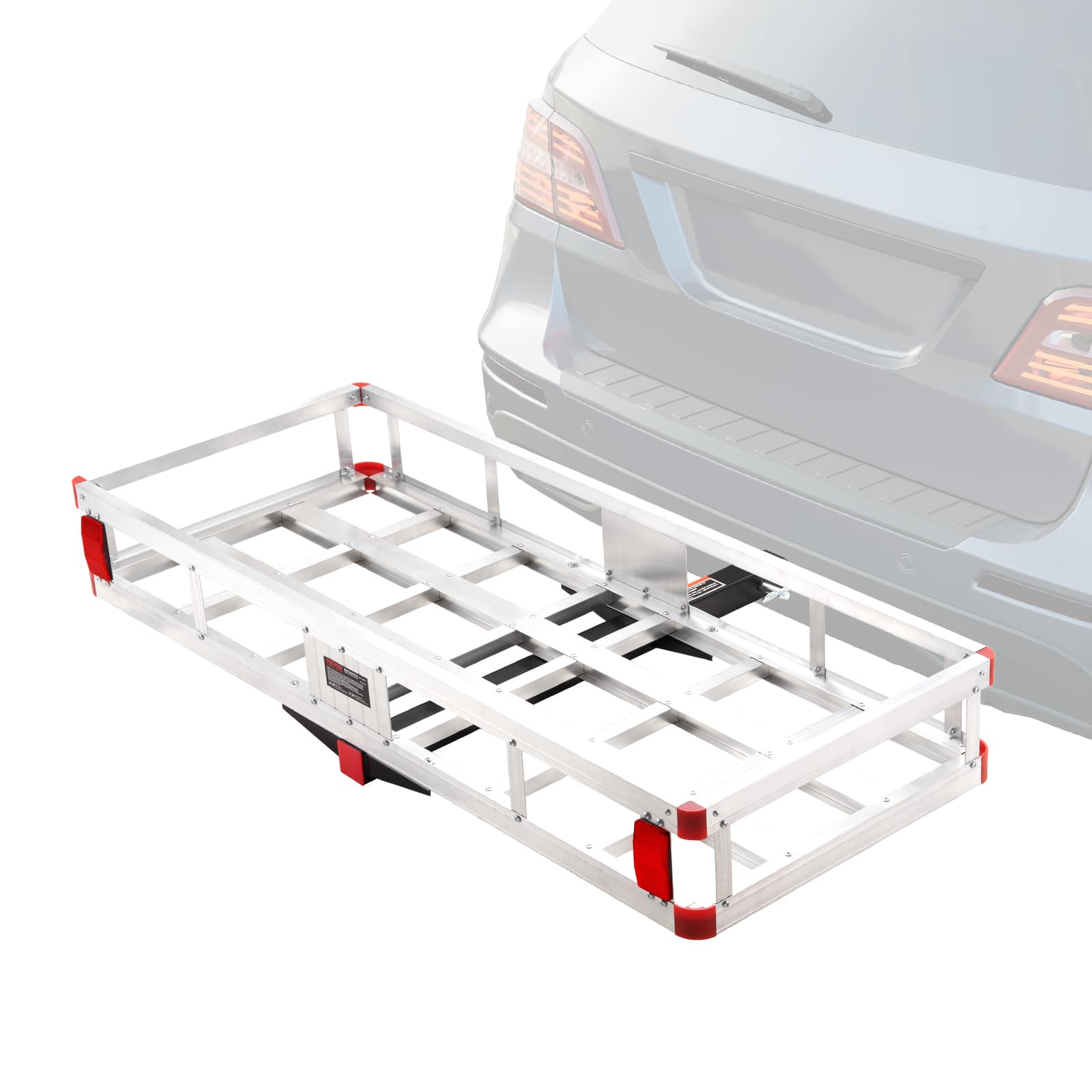 VEVOR - 49.4 x 22.4 x 7.1 in Hitch Cargo Carrier, 500lb Capacity Trailer Hitch Mount Aluminum Cargo Basket - Silver