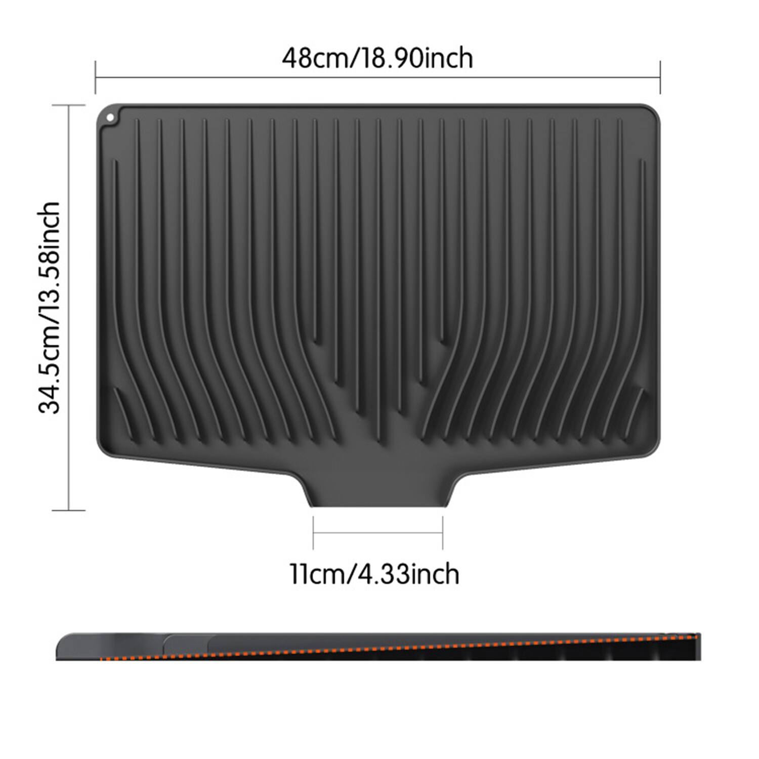 The dimensions of the object are:

- Length: 48 cm / 18.90 inches
- Width: 34.5 cm / 13.58 inches
- Thickness: 11 cm / 4.33 inches