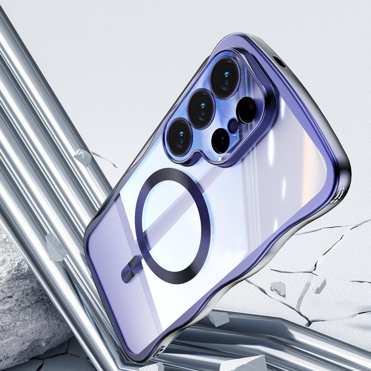 Alt View 2. UUCOVER - For Samsung Galaxy S24 Ultra Magnetic Case Built-in Lens Cover, Compatible with MagSafe Shockproof Slim Protective Cover - Darkpurple.