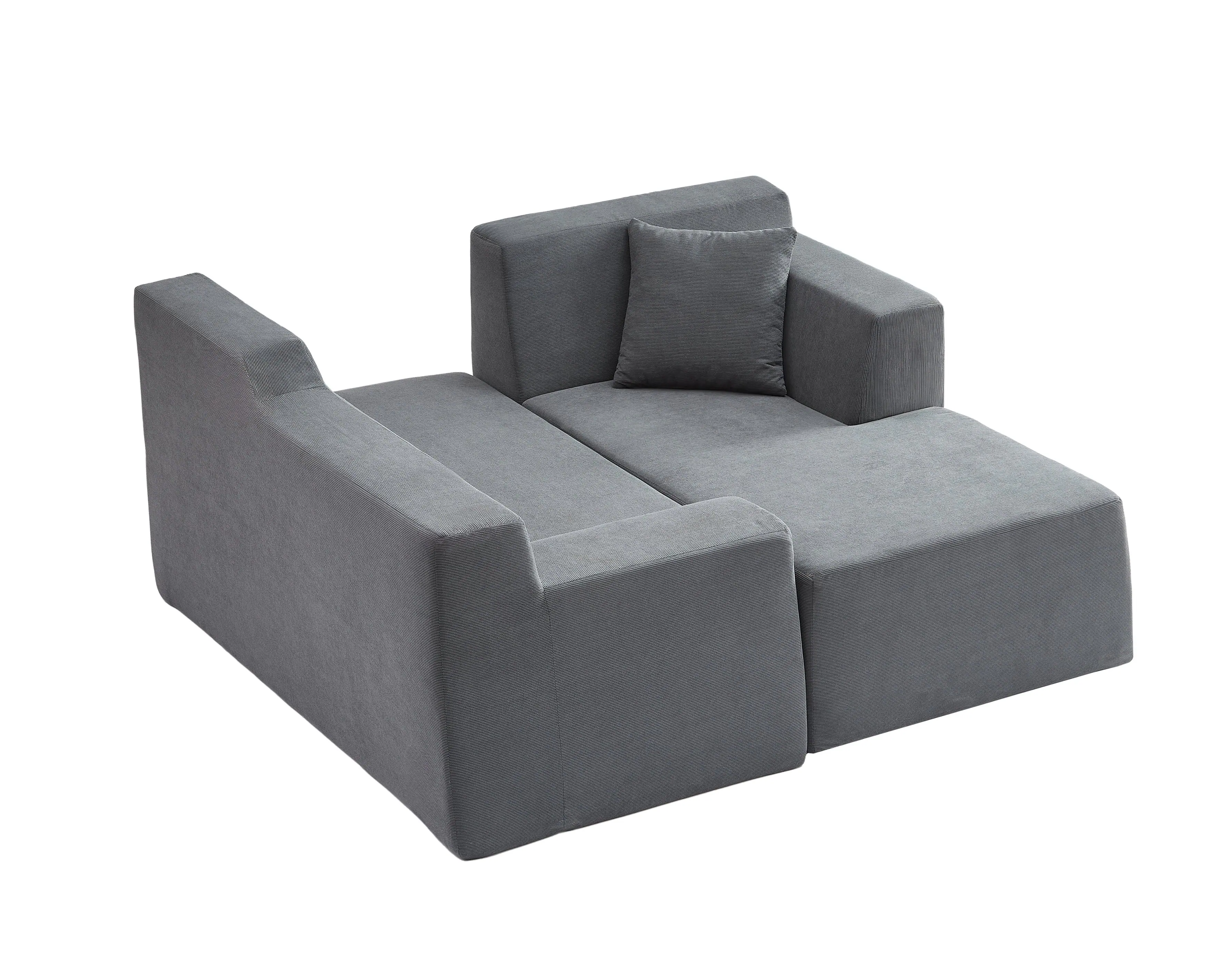 Alt View 2. Anysun - Anysun L-Shaped Design Right-Facing Modern Minimalist Corduroy High Raised Thickened Back Sofa - Dark Gray.
