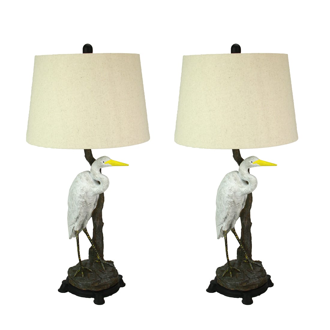Things2Die4 - Set of 2 Heron Table Lamps - 30.5" High - Coastal Bedroom Decor - Multicolored