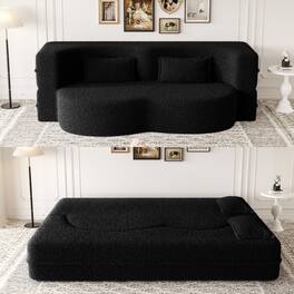 GOODSILO - Convertible Floor Sofa Bed with 2 Pillows, Full Size Folding Mattress for Living Room and Guest Spaces - Black