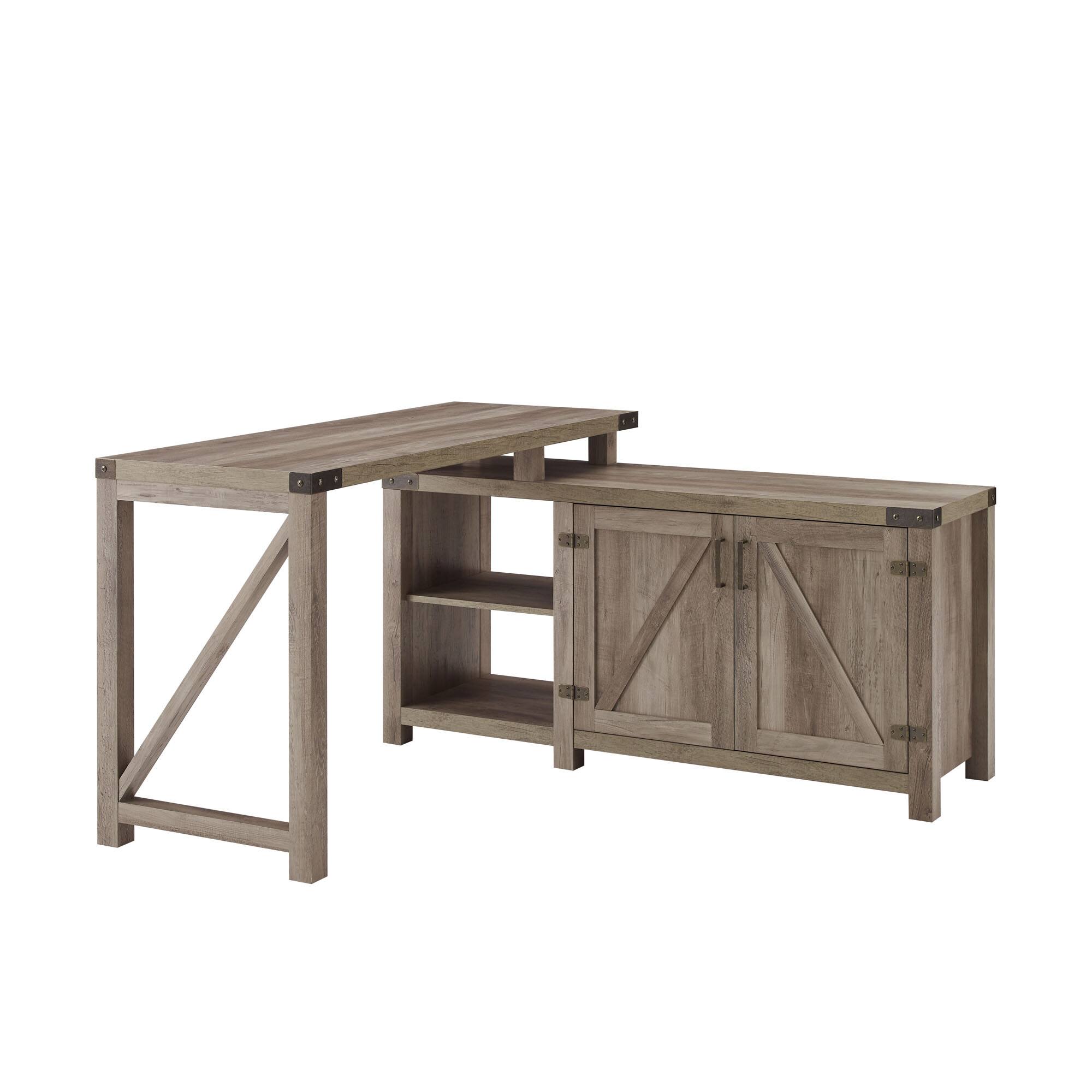 Walker Edison Modern Farmhouse L Shaped Adjustable Desk Grey Wash BBDHO52CDGW Best Buy