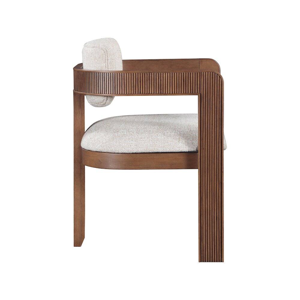 Alt View 3. Meridian Furniture - Sacha Beige Linen Textured Fabric Dining Chair, Set of 2 - Beige.