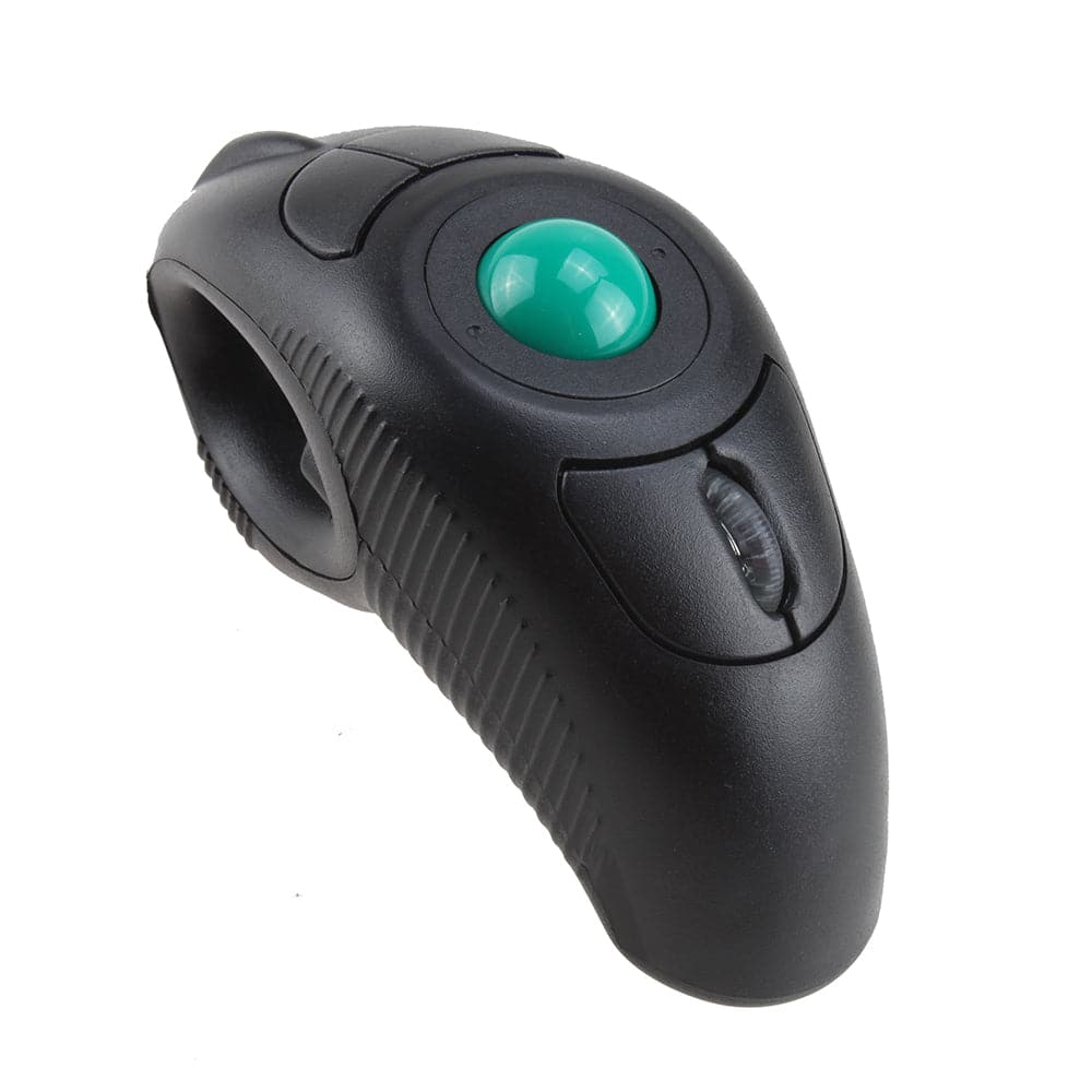 Front. AGPtek - Wireless USB Handheld Finger Trackball Mouse with Laser Pointer - Black - Green Ball.