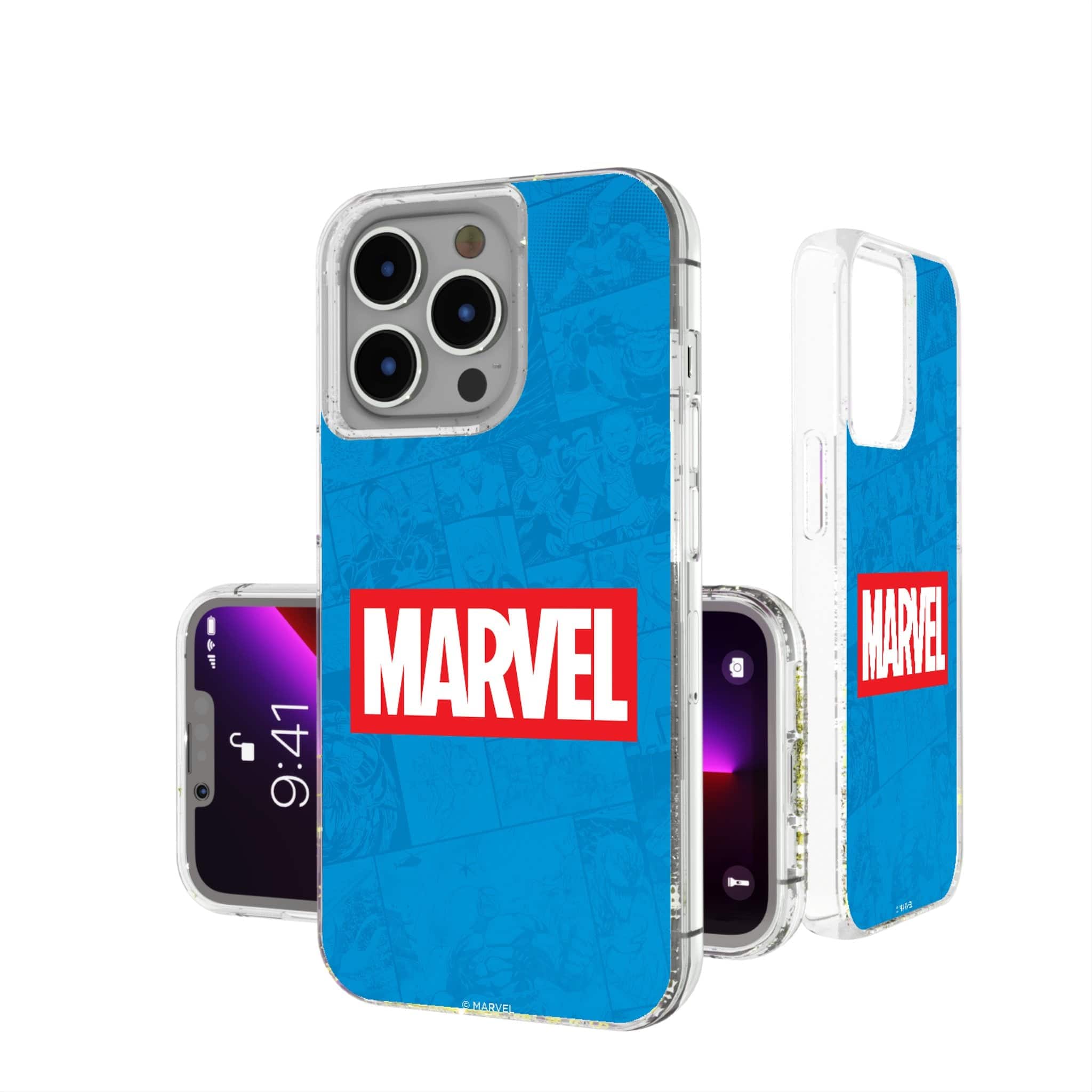 Keyscaper - Marvel Comics Marvel Logo Glitter Phone Case - Apple iPhone 14 Pro Max - Multicolor