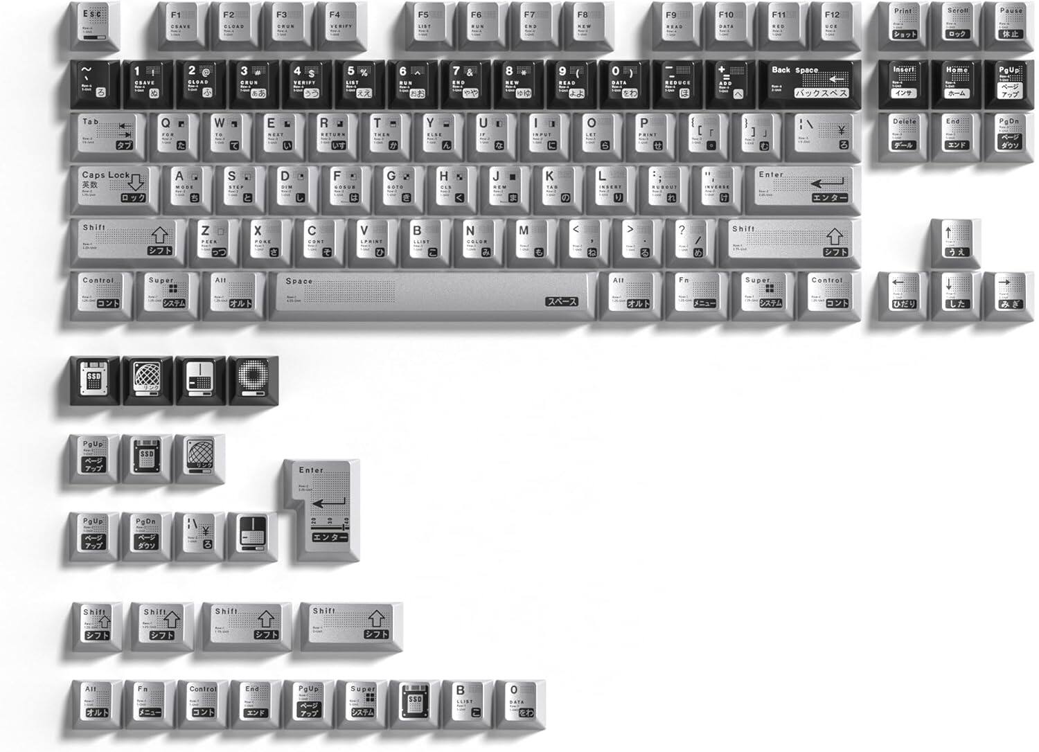 ESC F1 F2 F3 F4 F5 F6 F7 F8 F9 F10 F11 F12 Print Scroll Pause

1 2 3 4 5 6 7 8 9 0

Tab Q W E R T Y U I O P

Caps Lock A S D F G H J K L

Shift Z X C V B N M

Shift

Control Super Alt Space

Back Space Insert Home PgUp

PgDn Delete End

Enter

Shift

Super Control

PgUp SSD

Enter

Shift

Super

Alt Fn Control End PgUp