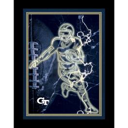 Fan Creations - Georgia Tech Yellow Jackets 12'' x 16'' Framed Neon Player Print - Black
