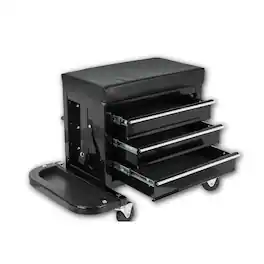 Boyel Living - 3-Drawer Tool Chest Rolling Mechanic Seat with Tool Trays,350lbs Max Weight Capacity,Black