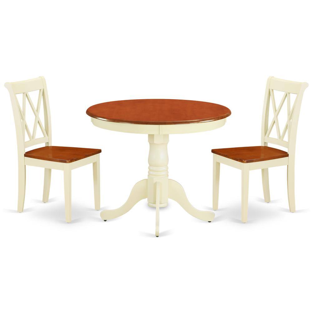 Angle. East West Furniture - Dining Room Set Buttermilk & Cherry - Brown.
