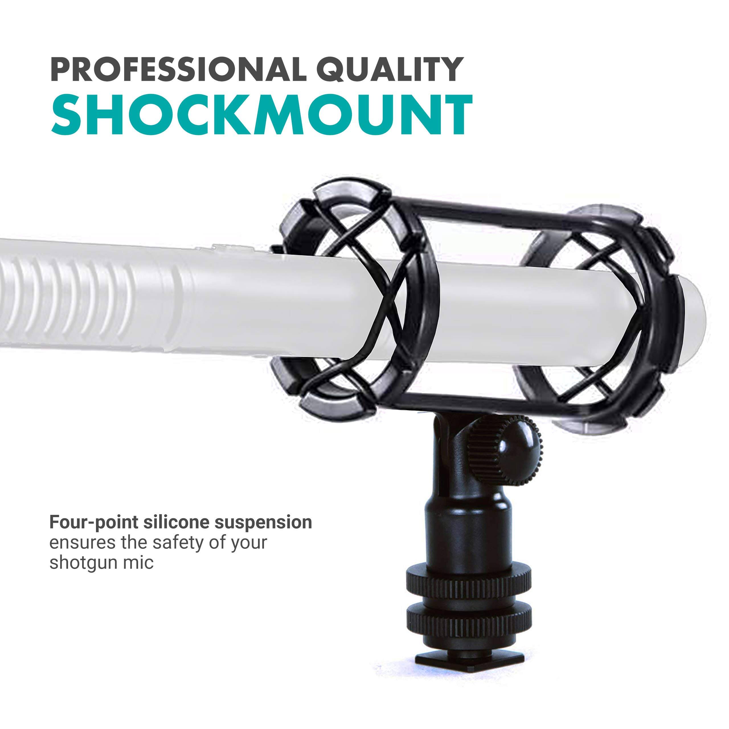 PROFESSIONAL QUALITY SHOCKMOUNT

Four-point silicone suspension ensures the safety of your shotgun mic