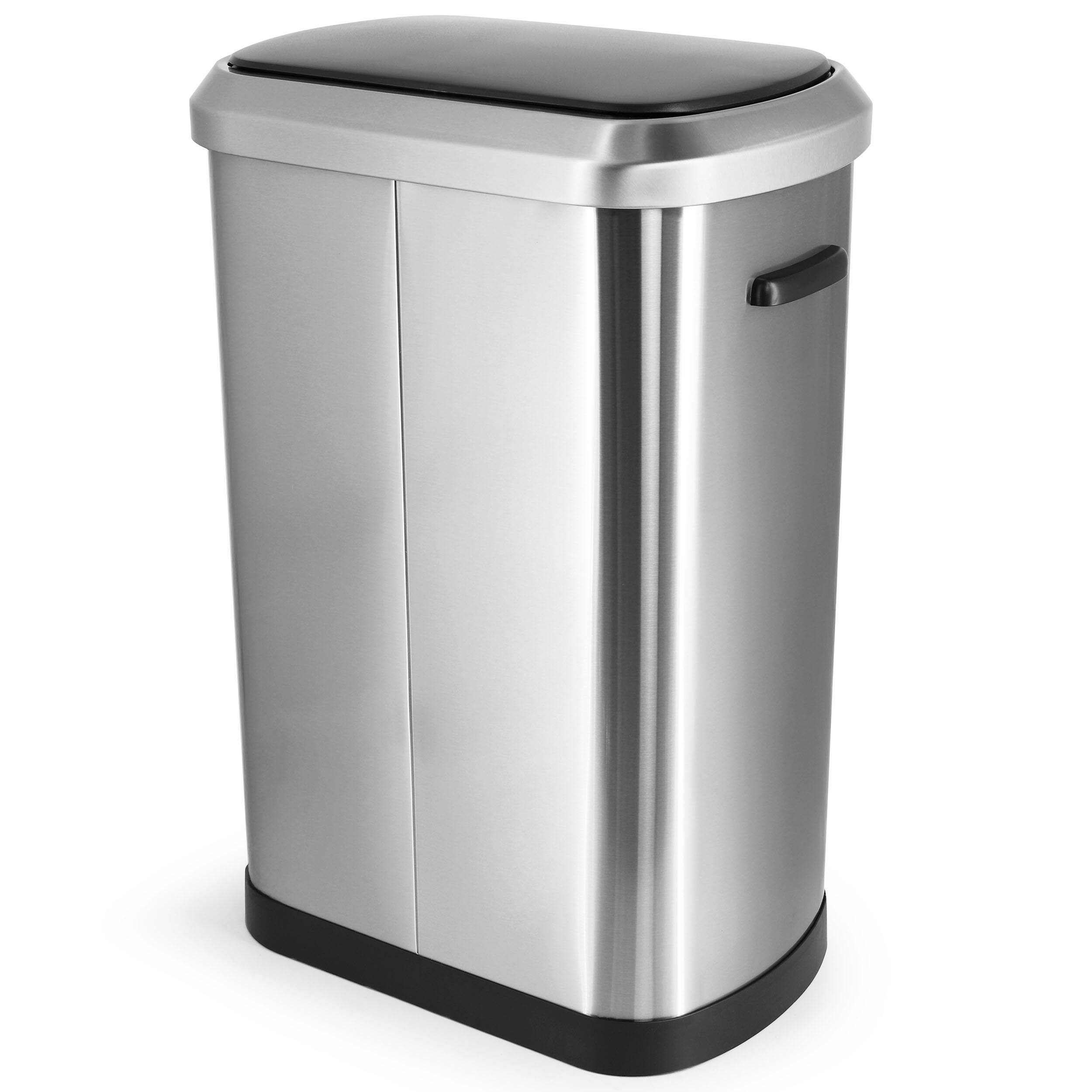 Alt View 1. Elama - Elama 13 Gallon Automatic Sensor Hands Free Trash Can in Silver - Silver.